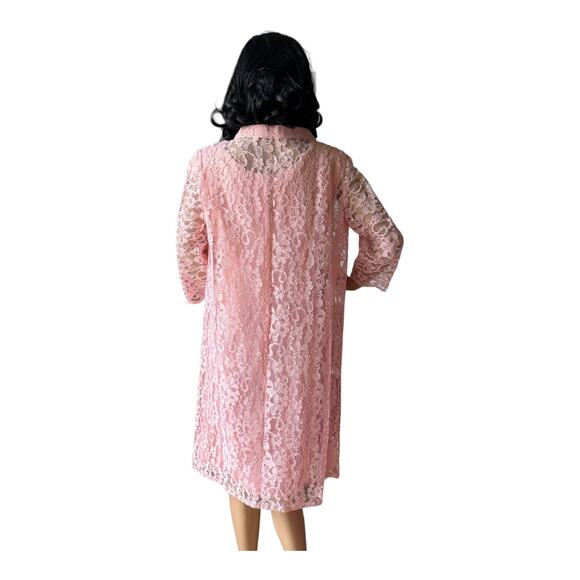 50-60's Vintage Pink dress with matching Lace coat Ladies dress size medium - Picture 12 of 17